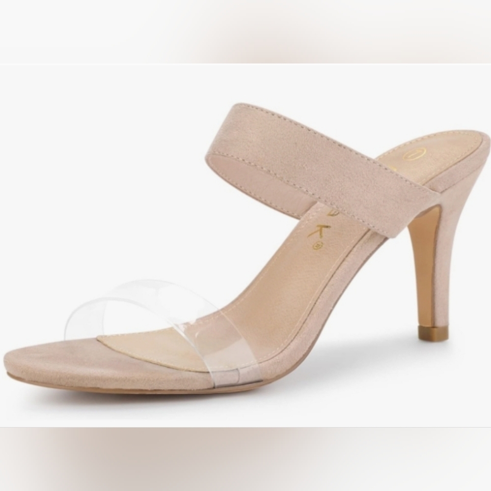 Allegra K Women's Clear Strap Stiletto Heel Slides Sandals
